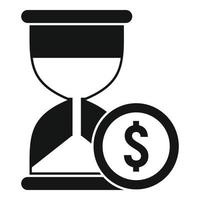 icono de préstamo en línea de reloj de arena de dinero, estilo simple vector