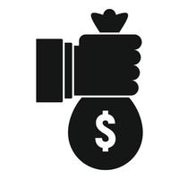 icono de préstamo de bolsa de dinero, estilo simple vector