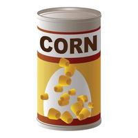 Corn tin can icon, cartoon style vector