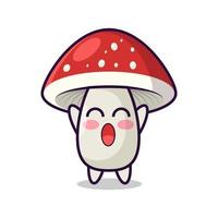 Cartoon shy mushroom with red cap vector
