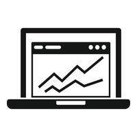 Accounting laptop graph icon, simple style vector