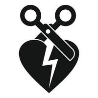 icono de corazón de corte de divorcio, estilo simple vector