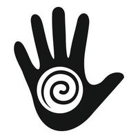 icono de hipnosis espiral de mano, estilo simple vector