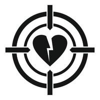 Divorce heart target icon, simple style vector