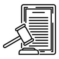 Divorce judge document icon, outline style vector