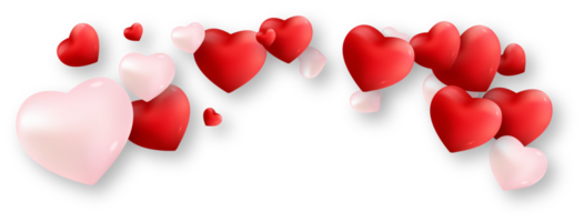 Red and Pink Love Hearts with Shadow png