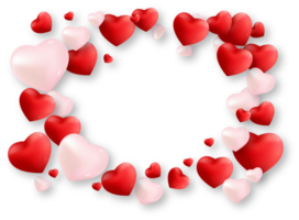 Red and Pink Love Hearts with Shadow png