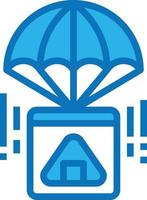 parachute rice ball food delivery - blue icon vector