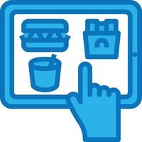 tablet order online food delivery - blue icon vector