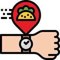 time wait taco food delivery - filled outline icon vector