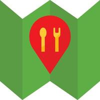 mapa ubicación restaurante comida entrega - icono plano vector