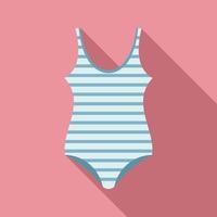 Woman striped swimwear icon, flat style vector