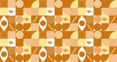 patrón geométrico sin fisuras. color naranja. pájaro, círculos, rectángulos, semicírculo. ilustración vectorial vector
