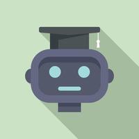 Graduated ai robot icon, flat style vector