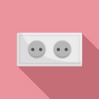 Double power socket icon, flat style vector