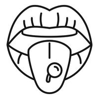 Tongue piercing icon, outline style vector