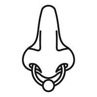 Nose ring piercing icon, outline style vector