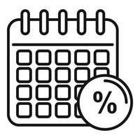 Tax calendar date icon, outline style vector