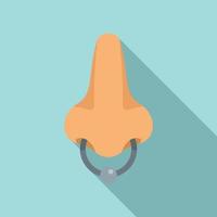 Nose ring piercing icon, flat style vector