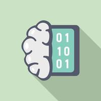 Data analysis brain icon, flat style vector