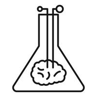 Ai flask brain icon, outline style vector