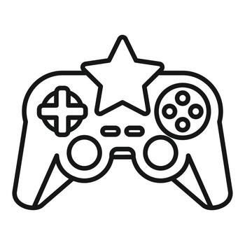 icono de joystick de videojuego estrella, estilo de esquema vector