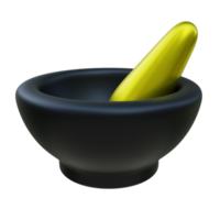Luxury Gold Pestle and Mortar 3d Illustration png