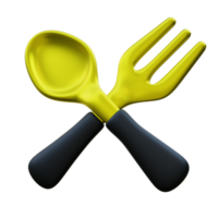 Ilustración 3d de tenedor y cuchara de oro de lujo png