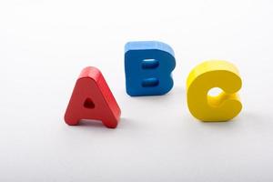 Letters of abc of alphabet on white color photo