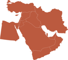 Doodle desenho à mão livre do mapa dos países do Oriente Médio. png