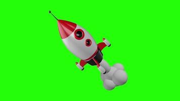 3d raket animatie met groen scherm achtergrond video