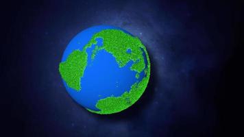 gelukkig nieuw jaar met roterend gras aarde, 3d weergave, speciaal ontworpen voor klimaat verandering bewustzijn video