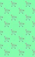Shopping addiction, shopping lover or shopaholic concept. Many small empty shopping carts perform a pattern on a pastel colored paper background. Flat lay composition, top view photo