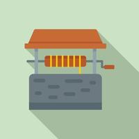 Traditional water well icon, flat style vector