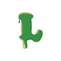 Letter L made of green slime vector
