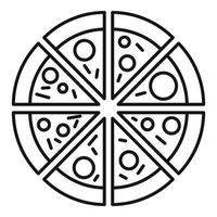 icono de pizza de salchicha de fruta, estilo de contorno vector