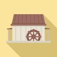 Water mill icon, flat style vector