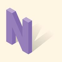 N letter in isometric 3d style with shadow vector