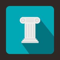 Ancient Ionic pillar icon, flat style vector