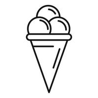 icono de cono de helado, estilo de contorno vector