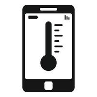 Smartphone temperature control icon, simple style vector