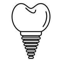 icono de implante dental cerámico, estilo de contorno vector