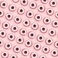 Many small plastic donuts lies on a pastel colorful background. Flat lay minimal pattern. Top view photo