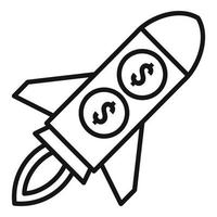 Crowdfunding rocket icon, outline style vector