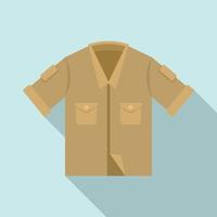 icono de camisa safari, estilo plano vector