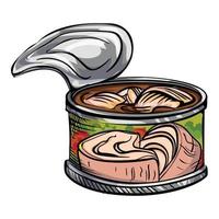 Canned tuna icon, cartoon style vector
