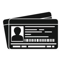 icono de tarjeta de pasaporte de identificación, estilo simple vector