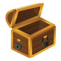 Empty dower chest icon, cartoon style vector