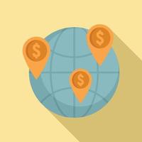 Global crowdfunding icon, flat style vector