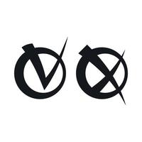 Tick and cross in circles icon, simple style vector